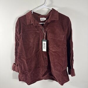Alpine Design Women's Corduroy Button Down Shirt Dark Auburn Size Large NWT